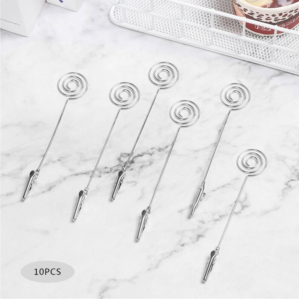 10PCS Round Table Note Clips 15*3cm Metal Table Cards Clip Table Cards Holder Message Display