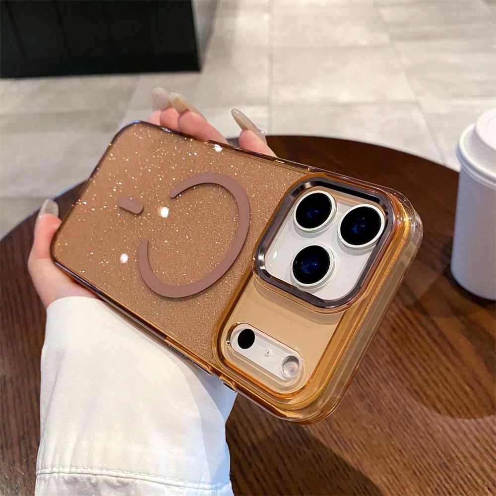 Bling Glitter For Magsafe Wireless Charge Magnetic Case For iPhone 17 16 15 14 13 12 11 Pro Max Plus Clear Acrylic Cover