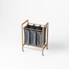 Bamboo Laundry Basket, 3 Compartments, Laundry Bag, Removable, Laundry Bins with Wheels, 3 x 30 L. Mobile, Portable