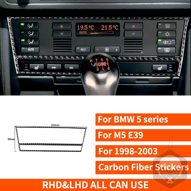 Для BMW 5 серии M5 E39 1998-2003 Наклейка из настоящего углеродного волокна Панель радио, кондиционера, CD, переключения передач, подъема двери Аксессуары для автомобиля ide Декоративные