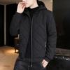 Мужское хлопковое пальто с капюшоном и длинным рукавом, однотонная стеганая куртка с застежкой-молнией, эластичный подол, хлопковая верхняя одежда