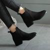 Autumn Winter Boots Women Camel Black Ankle Boots for Women Thick Heel Slip On Ladies Shoes  Boots