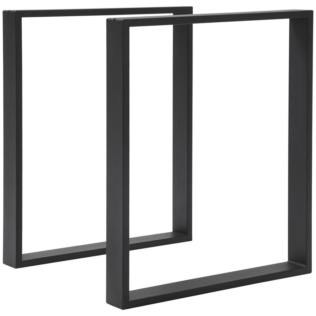 Table Leg Set, 2 Steel Legs, 72 x 60 cm, Pre-drilled Holes, Steel, Black