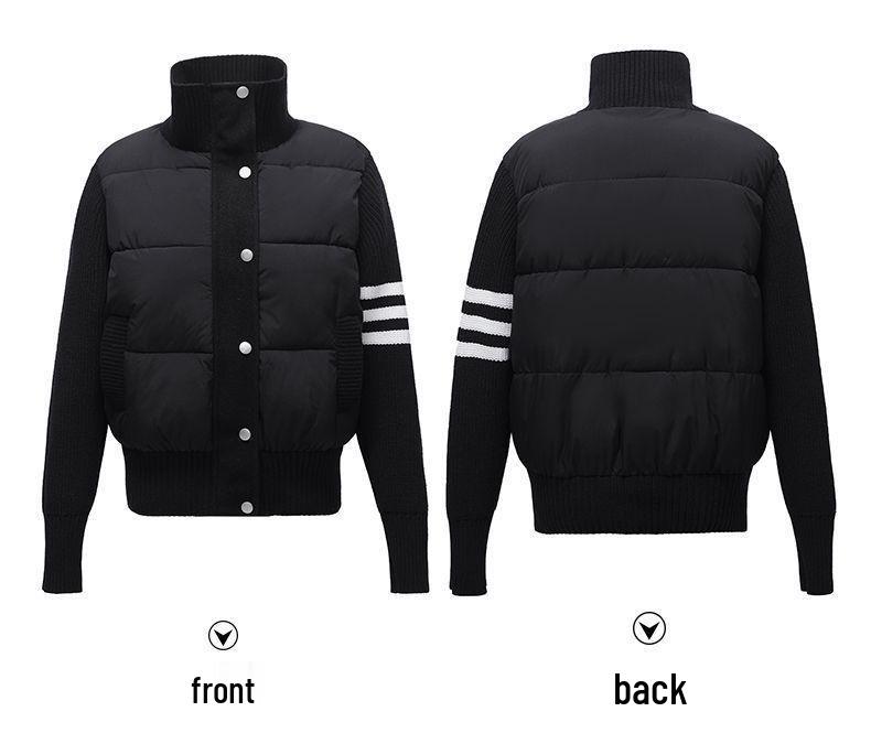 Женская зимняя трикотажная куртка из шенилла и хлопка премиум-класса со стойкой