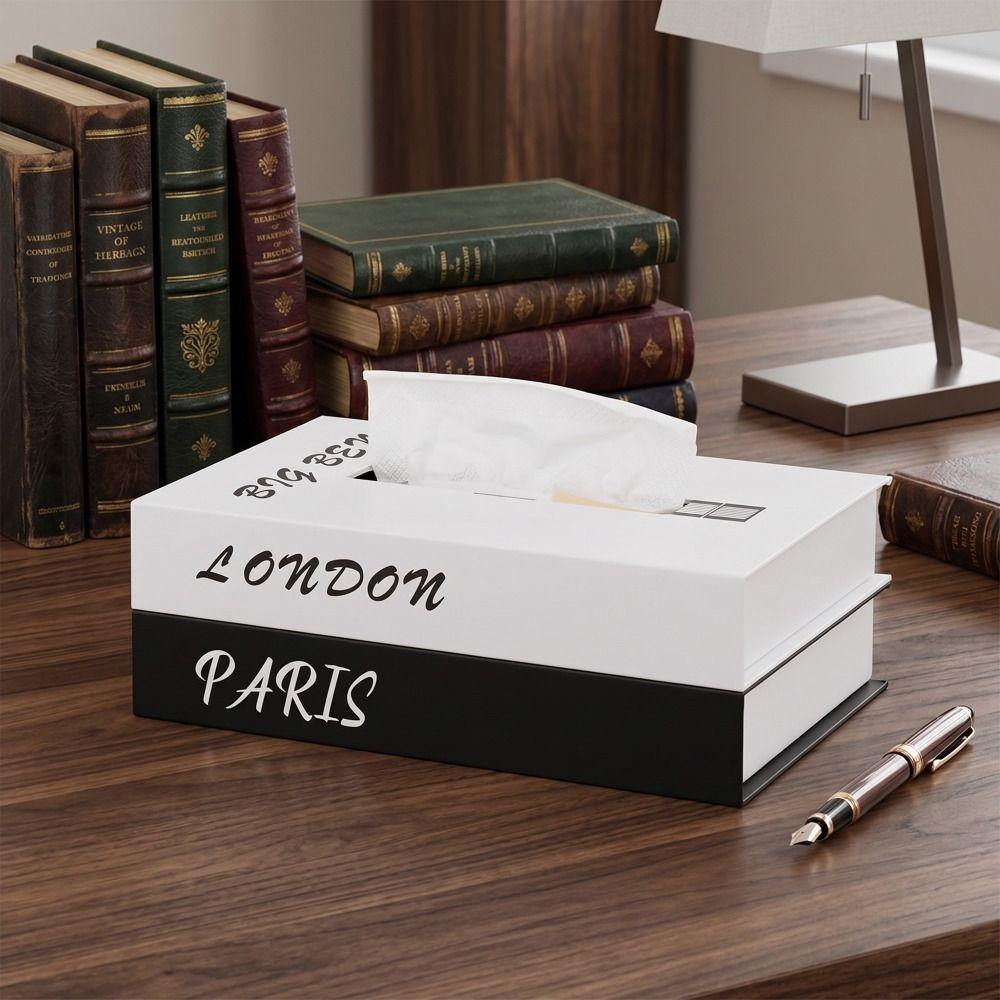 Luxury Book Style Tissue Box Ornaments Napkin Holder Case Organizer Paper Box Home Decoration