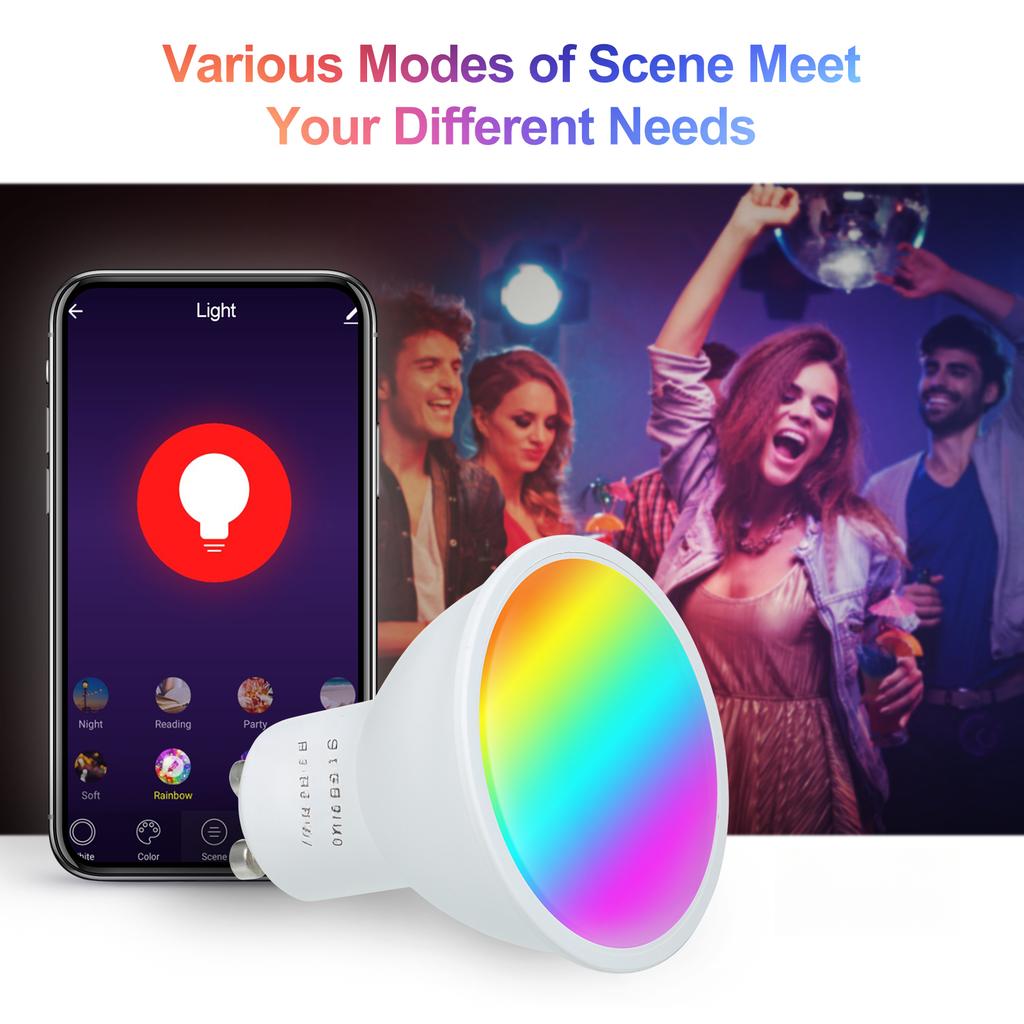 5W ZigBee Smart Bulb Dual Mode White RGB 16 Million Colors GU10 Smart Lamp APP Remote Control Voice Control Timing Function Multicolored LED Light