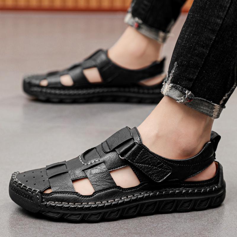 Fashion New Fashion Men Sandals Non-slip Cozy Hollow Shoes Soft Lighted Man Summer Flat Breathable Sandaly Men Casual Leather Cool Shoes