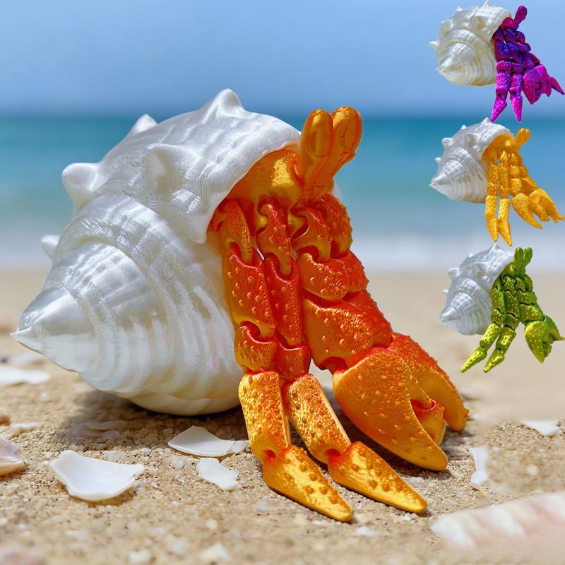 3D Printed Model Articulated Hermit Crab Movable Joints Cool Desktop Creative Ornament Fun Crafts Action Figures Toys Kid Aldult