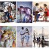 DIY 5D Diamond Painting Couple Diamond Embroidery Red Umbrella Street View Cross Stitch Dog Full Round Drill Art Gift Home Decor