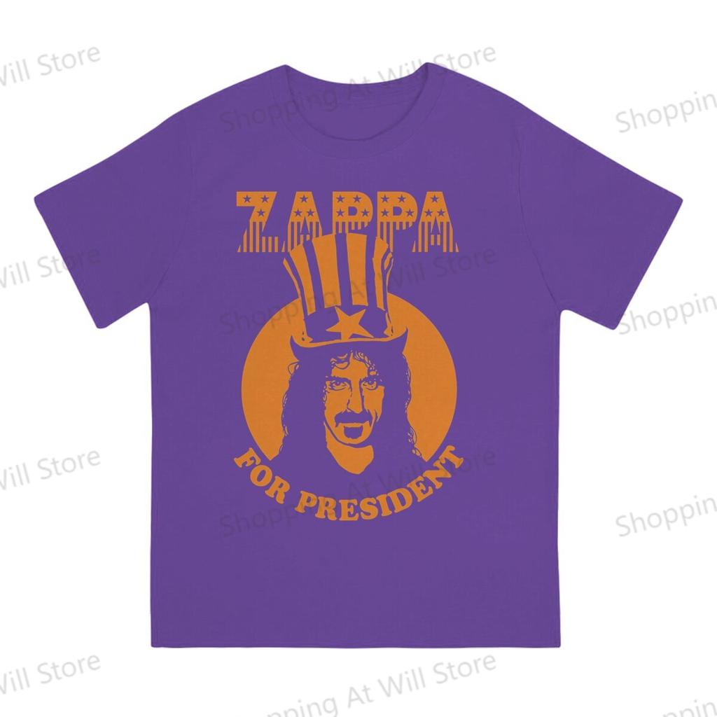 Tops Cotton Fun Fashion Frank Zappa Zappa For President Unisexs and Womens Tshirts Short sleeved fun print