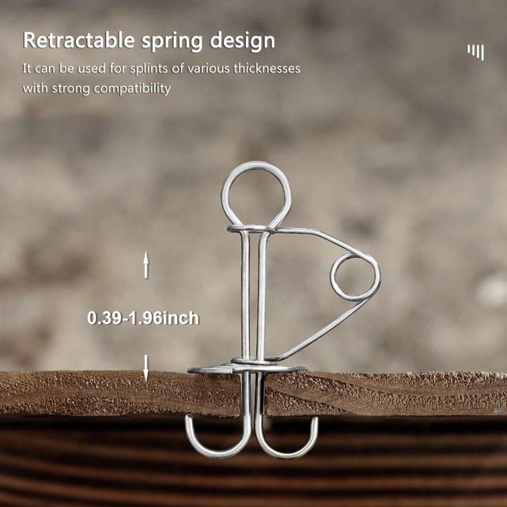 10Pcs Stainless Steel Spring Deck Pegs Retractable Tent Spring Stakes Outdoor Camping