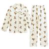 Women's Long Sleeve Trousers Cotton Crepe Pajamas Double Gauze Home Clothes Bear Print Breathable Home Clothes 2 Piece Pijamas