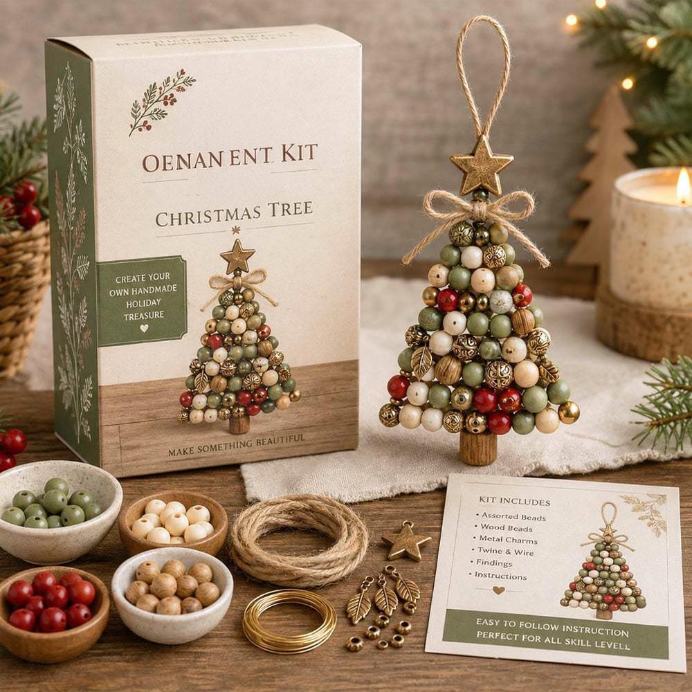 Handmade Christmas Tree Bead Kit DIY Ornament Supplies Decorative Plastic Pendants For Seasonal Holiday Decor