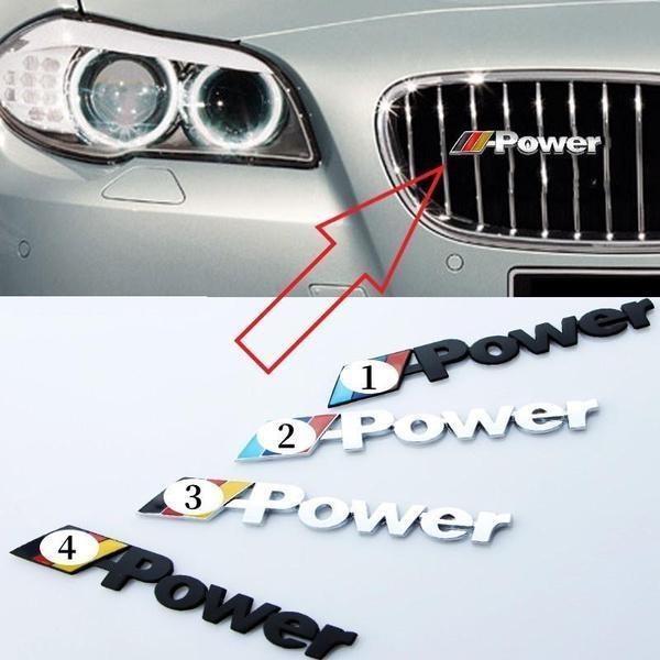 Car Styling Tricolor Power 3D Metal Sticker Front Grill and Trunk Fender Emblem Badge Decal for 1 3 4 5 6 7 Series X1 X3 X4 X5 X6
