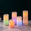 USB-перезаряжаемая столбиковая RGB-свеча Парафиновый воск Танцующий фитиль с 18-клавишным разноцветным пультом для домашней вечеринки, украшение стола