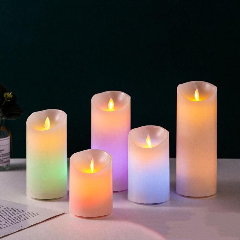 USB-перезаряжаемая столбиковая RGB-свеча Парафиновый воск Танцующий фитиль с 18-клавишным разноцветным пультом для домашней вечеринки, украшение стола