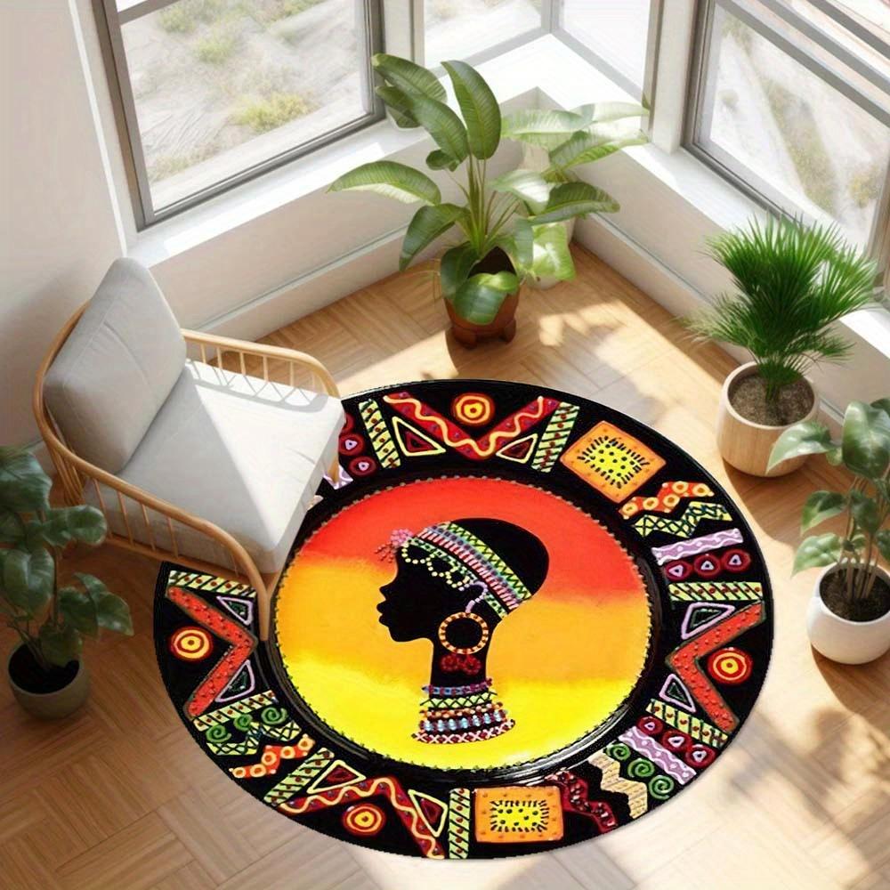 1 Piece African Style1 Round Rug Suitable For Living Room Bedroom And Kitchen Home Decoration Room Decoration Gift For Friends And Family