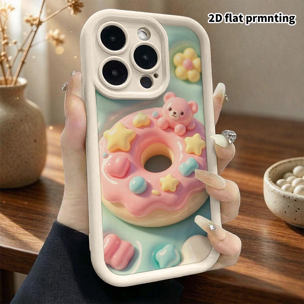 Phone case: 2D flat design, compatible with iPhone 18 17 16 15 14 13 Pro, donut, perfect Christmas and Halloween holiday gift