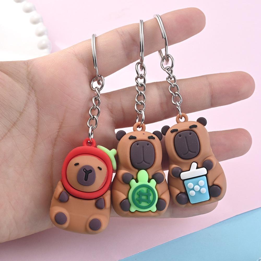Mental Capybara Key Ring PVC Animal Pendant Bag Accessories Cartoon Keychain  Backpack