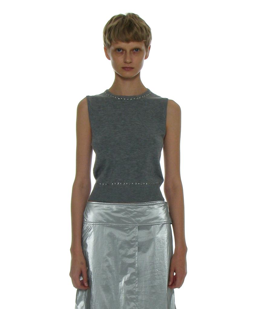 PARTIMENTO WOMEN Studded Knit Sleeveless Top_Melange