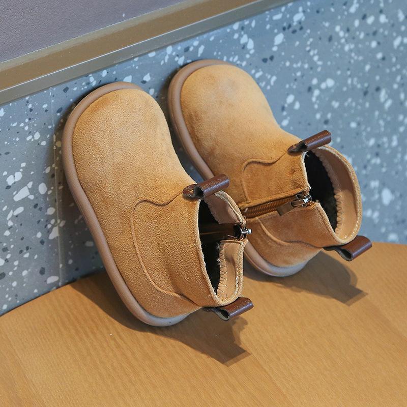 Осенне-зимние детские плюшевые ботинки Martin для девочек, универсальные хлопковые ботинки в стиле ретро для мальчиков, однотонные теплые бархатные хлопковые ботинки