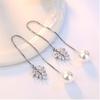 Стерлингового серебра 925 пробы, модные листья, циркон, длинные серьги с кисточками, жемчужные серьги для женщин, вечерние украшения S-E255
