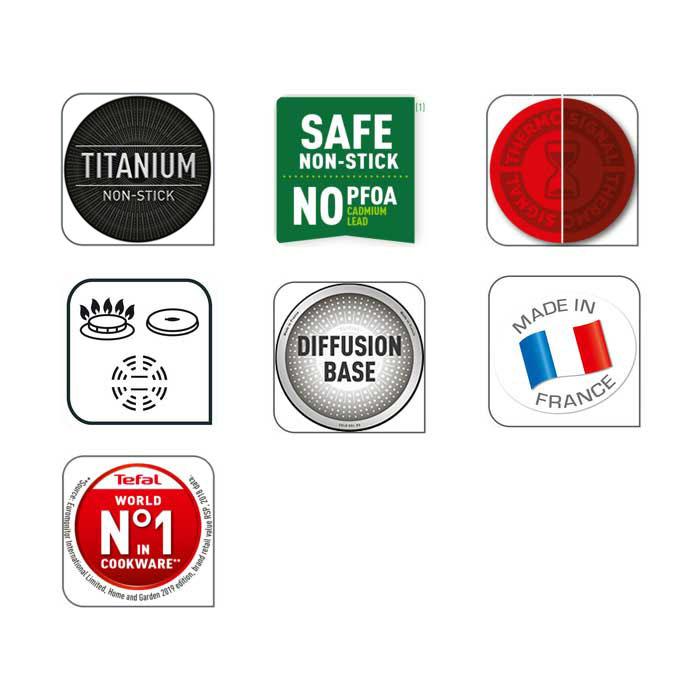 Tefal VALIDE COOK Titanium Nonstick Frying Pan (20~30cm) Dishwasher Oven Safe No PFOA Red