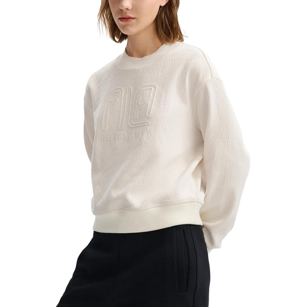 Fila Белая серия Повседневный Удобный Вязаный Пуловер С Длинным Рукавом Толстовка Женская толстовка Ледяной Белый F11W513201F-IV