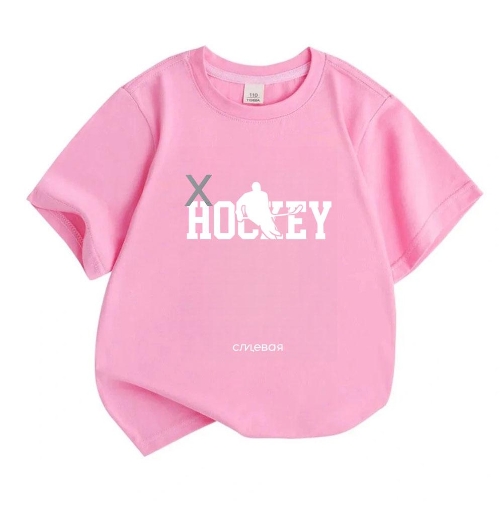 Unisex Kids Boys Girls 100% Cotton Crew Neck Short Sleeve T-Shirt, Cool Ice Hockey Graphic Casual Lightweight Tee for Children Daily Sports Outdoor We
