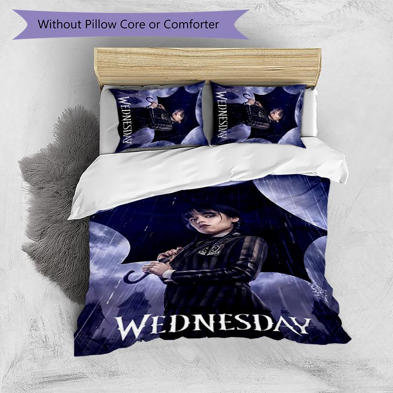 3pcs Wednesday Addams pattern bedding set duvet cover set includes duvet cover &pillowcases,perfect all season bedroom decoration&gift