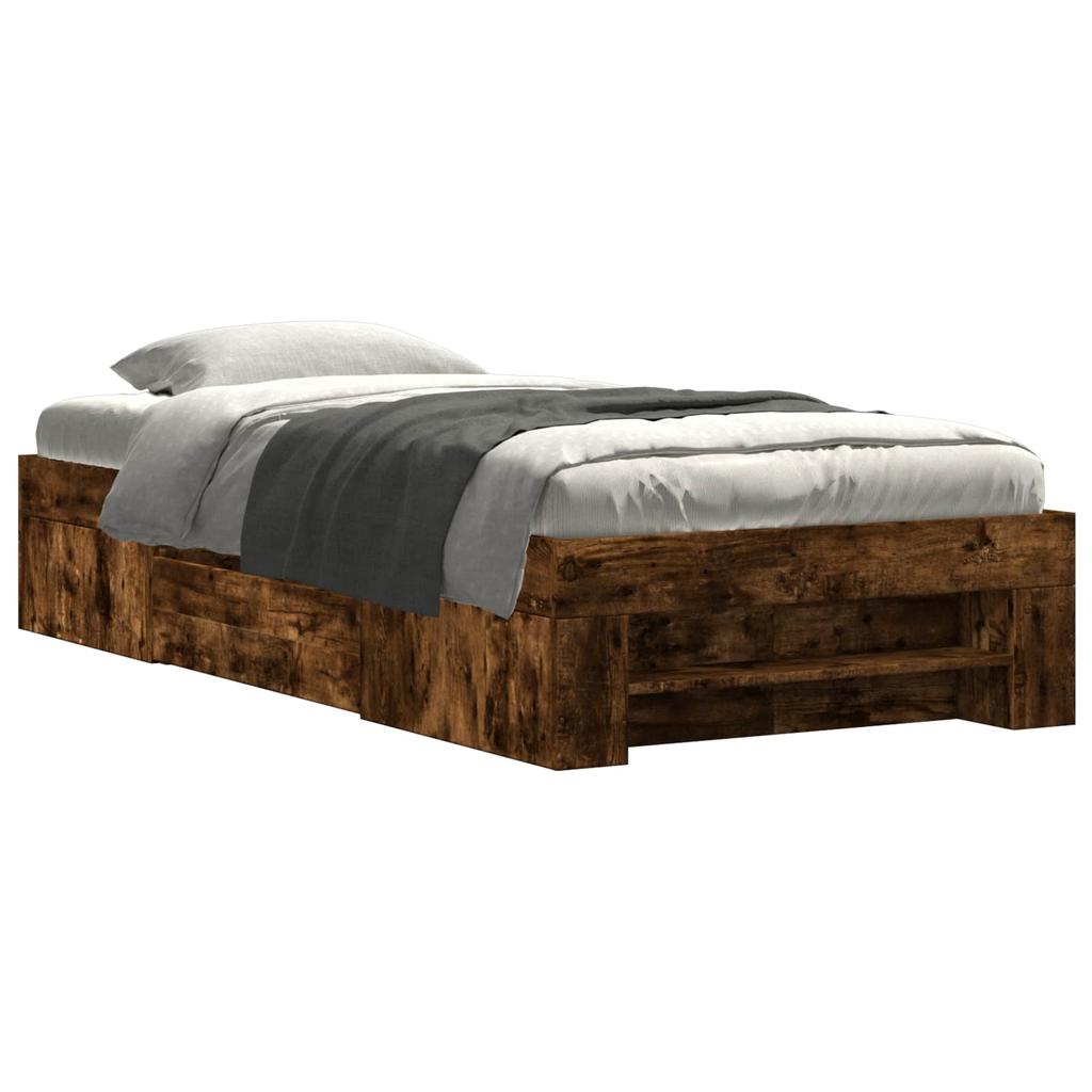 Bed Frame with Storage Smoked Oak 80 x 200 cm