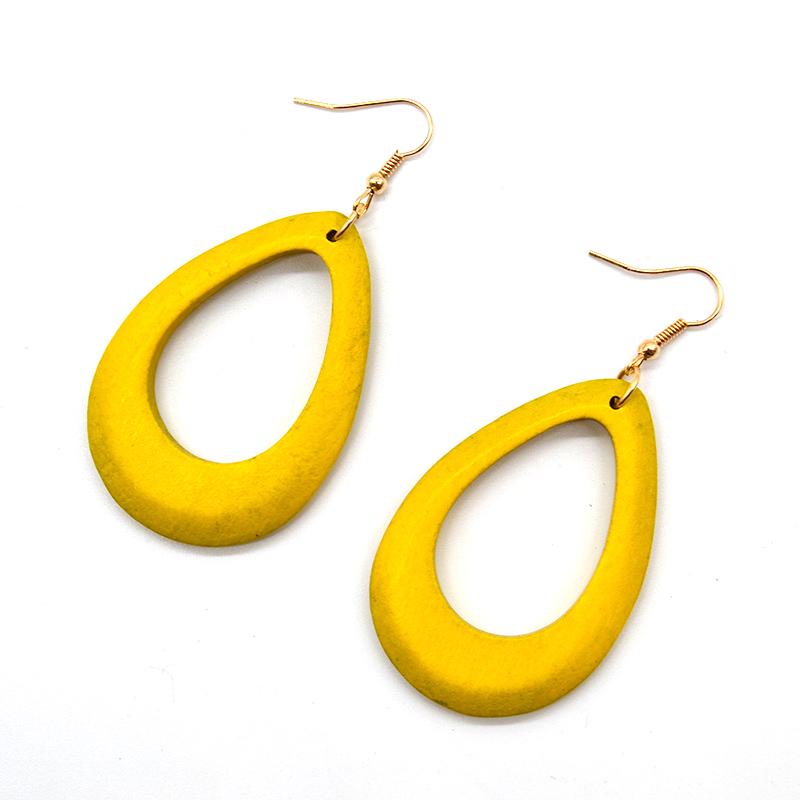 Dangle Earring 1Pair Round Water Drop Organic Beautiful Brown Hollow Exquesite Jewelry Gifts Wood 36 Colors Women Girls African Handmade