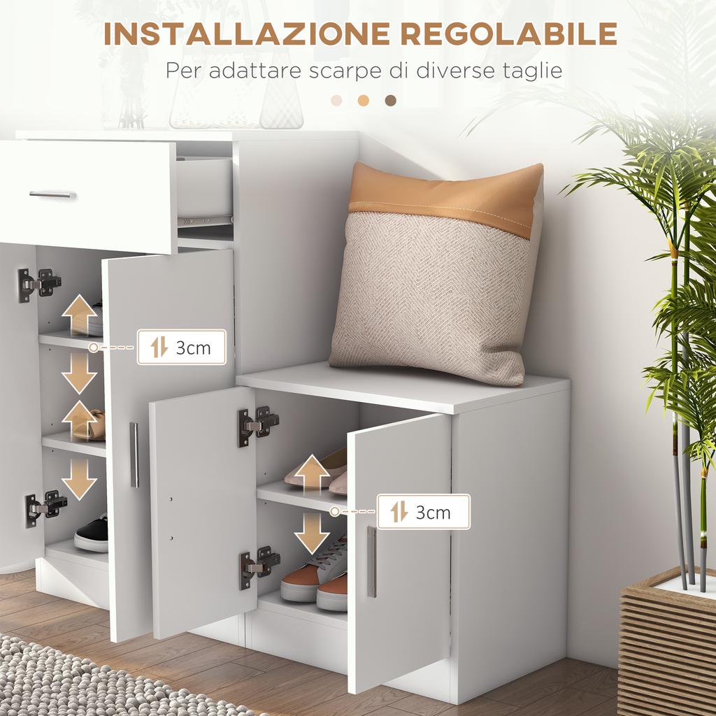 Shoe Rack with Coat Rack Combination for Entryway and Bedroom Wood 100x32x187cm White