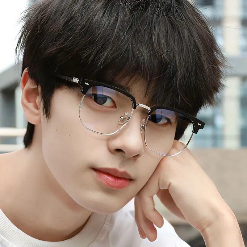 Myopia Glasses Men's Leisure Business Half-frame Anti-Blu-ray High-definition Glasses Frame Women's Fashion