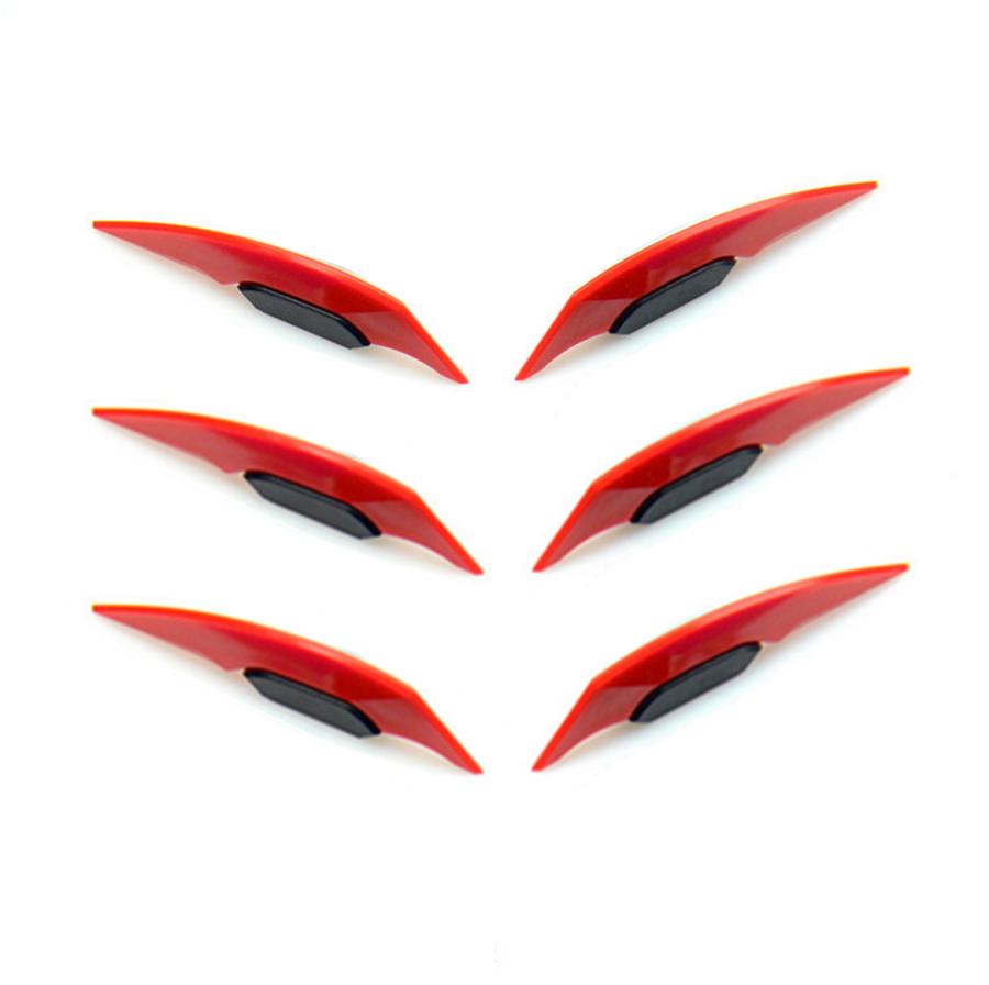 3Pair Universal Motorcycle Side Red Winglets Wind Fin Spoiler Trim Cover Air Deflector