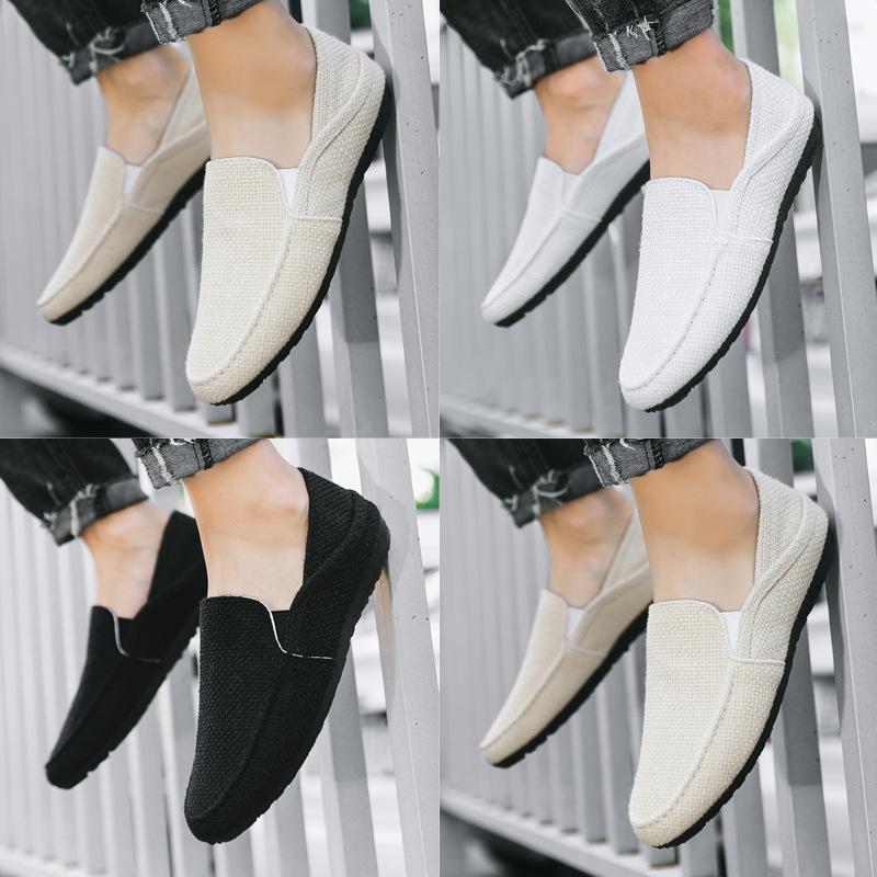 Обувь Мужская обувь на плоской подошве из хлопчатобумажной ткани Мокасины Повседневная дышащая летняя обувь Модная обувь без застежек 39–49 Большой размер Для ходьбы На открытом воздухе В помещении