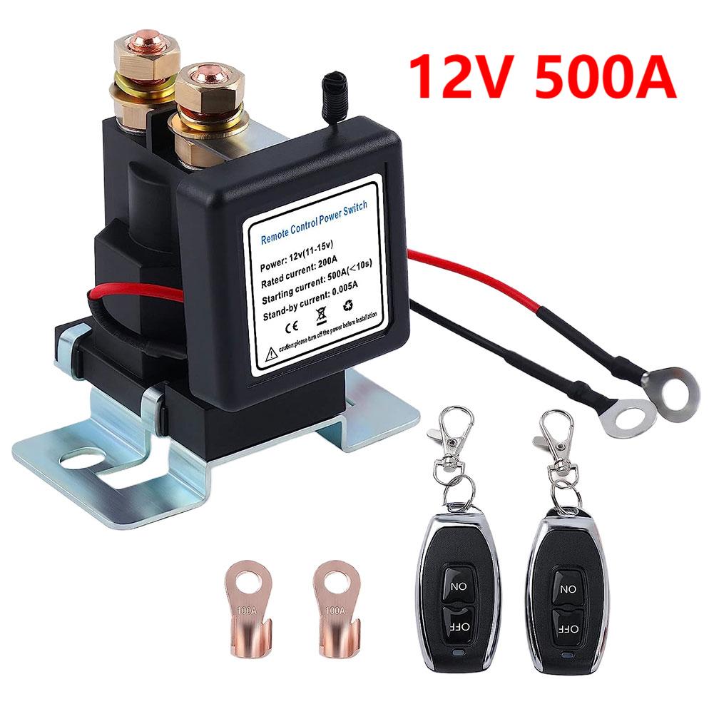 Battery Switch Relay 12V 500A Remote Control Battery Disconnect Cut Off Isolator Master Switch Anti-Theft for Auto Truck Trailer