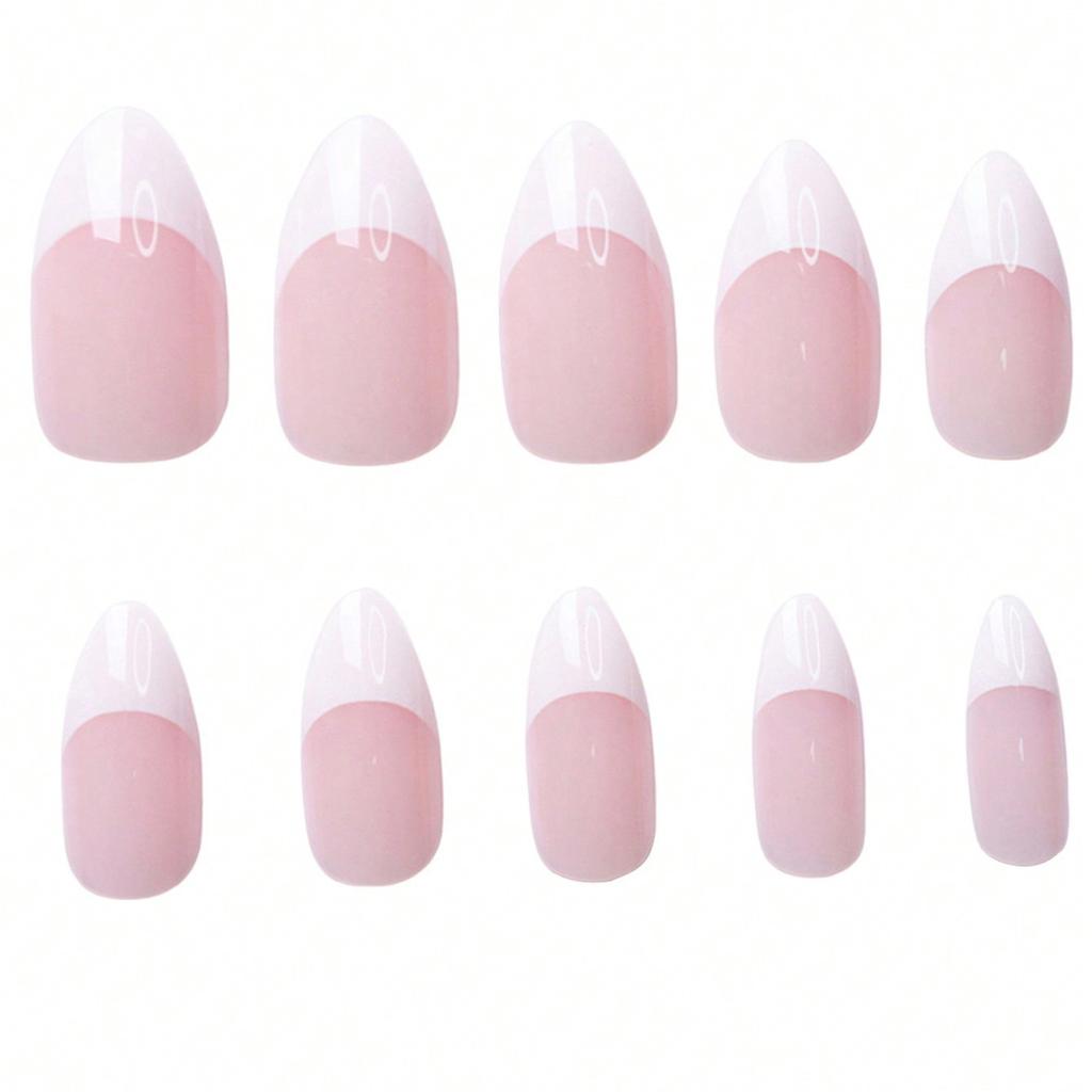 360 шт./коробка глянцевые мягкие гелевые розовые французские типсы средние миндально-белые простые накладные ногти 10 сеток накладные ногти