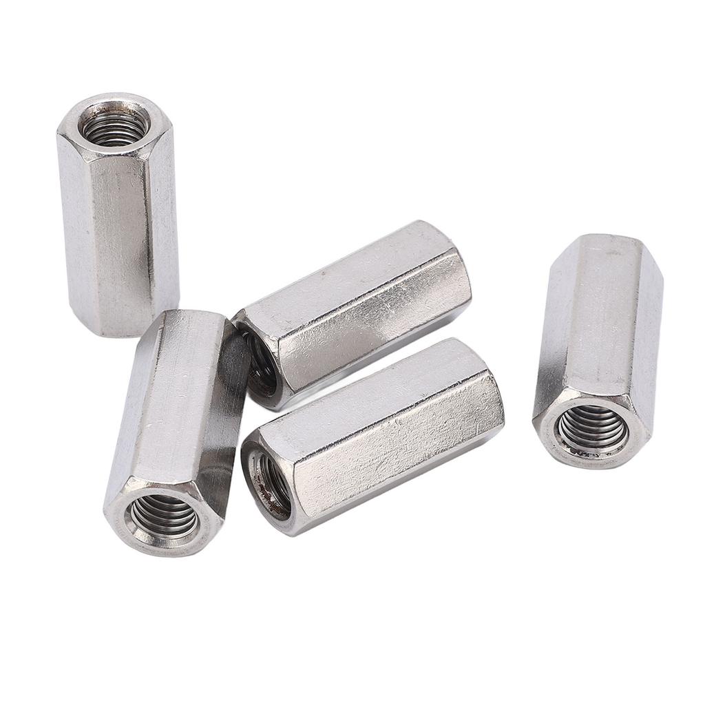 5 шт. Шестигранная соединительная гайка из нержавеющей стали, устойчивая к коррозии, гайка-коннектор M12, серебристая, для болтов с винтами