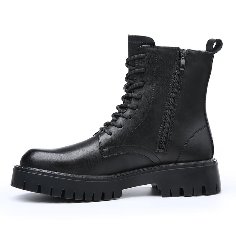 Fashion White Boots For Men New British Style Platform Motorcycle Boots Good Quality Casual Men’s High Top Leather Shoes Punk 2023
