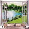 Window Forest Landscape Painting Tapestry Wall Hanging Bohemian Style Psychedelic Mandala Bedroom Home Decor