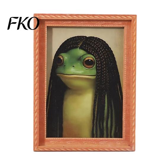 Frog Collectible Magnet Abstract Refrigerator Magnet, Framed Hairstyle Fridge Decorative Cabinet Home Kitchen Office Decoration Party Favors