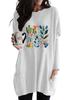 Женский свитшот Женская длинная туника с карманами Свободный крой Модный принт Топ с длинным рукавом