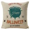 Halloween Pillow Cover Linen Pumpkin Text Sofa Cushion Cover Home Living Room Waist Cushion