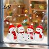Winter Window Decals 1/2 Sheets Christmas Snowman Cling Cartoon Decorative Glass Sticker Waterproof Static Decal for Holiday Party Seasonal