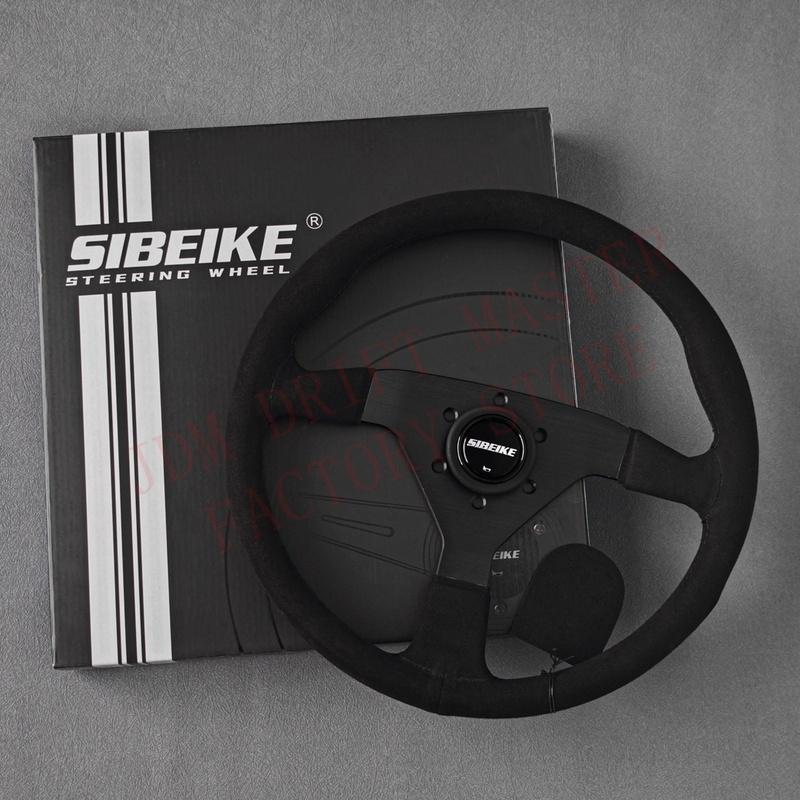 SIBEIKE JDM Montecarlo Черный Замшевый Кожаный Руль Sim Racing Спортивный Руль