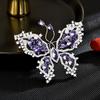 Women's Light Luxury Design Elegant Hollow Out Colored Zircon Butterfly Brooch Fashionable Versatile Niche Design Brooch