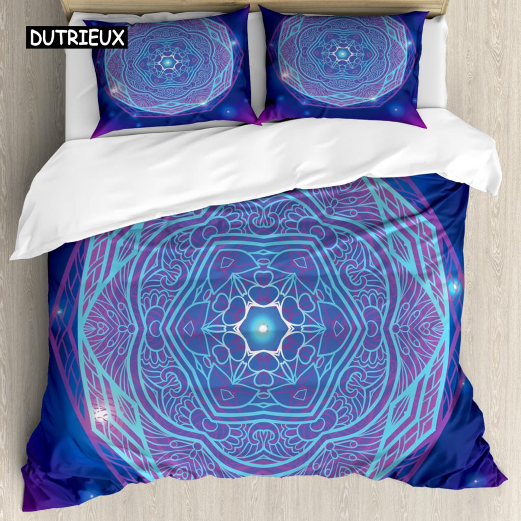 Комплект постельного белья Bohemian Mandala из 2/3 предметов, двуспальное, двуспальное, королевского размера, пододеяльник и наволочка, мягкое постельное белье