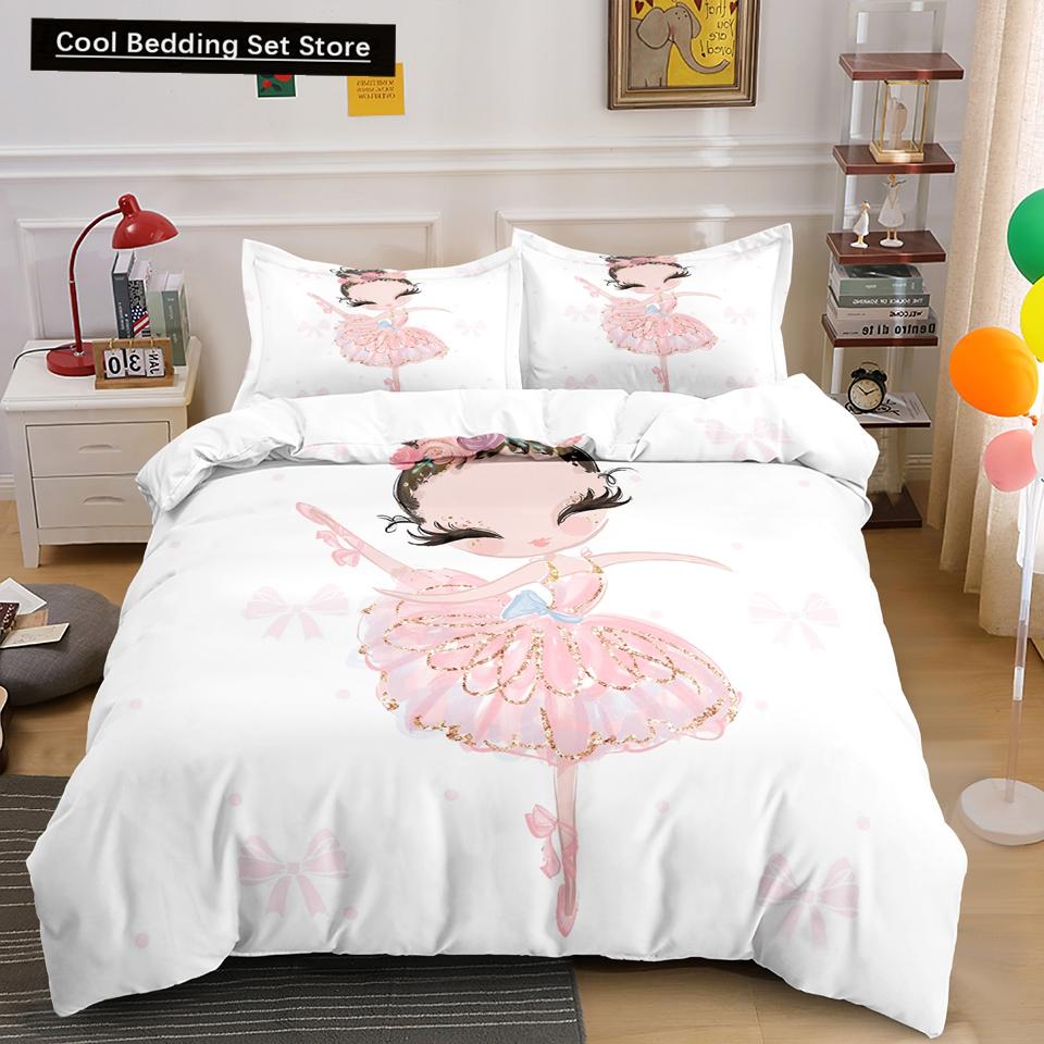 Мультяшный балетный танцующий девочка пододеяльник комплект постельного белья в стиле принцессы для двоих детей для девочек скандинавский покрывало для кровати полный двуспальный размер Queen King