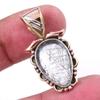 Natural Black Rutile 925 Solid Sterling Silver TwoTone Gift Pendant 1.25" T4v02